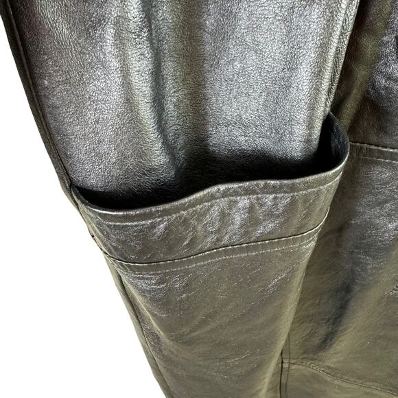 Vintage Gino di Giorgio Black Leather Button Up Trench Coat Size L - Picture 4 of 14
